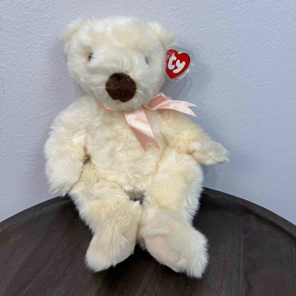 TY Classic Beanie Baby Powder Plush Toy Bear Ivory 1996